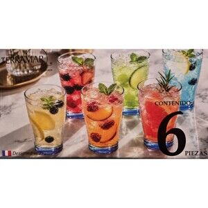 6 Glass Cup Set By TERRAMAR
